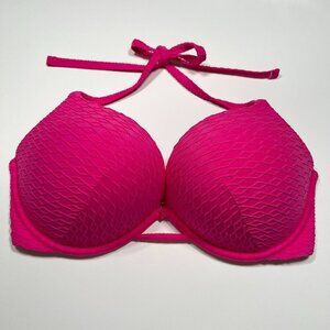 Victoria Secret 36D Bombshell Push Up Bikini Top Adds 2 Cups Size Textured Pink